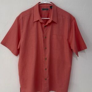 Cubavera Coral Short Sleeve Button Down Shirt